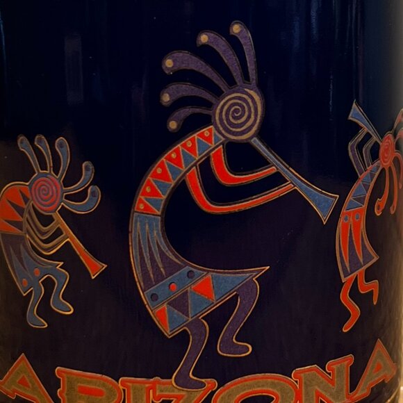 ARIZONA Kokopelli Flute Player Cobalt Blue Ceramic Souvenir Mug ~ Native America - Picture 4 of 10